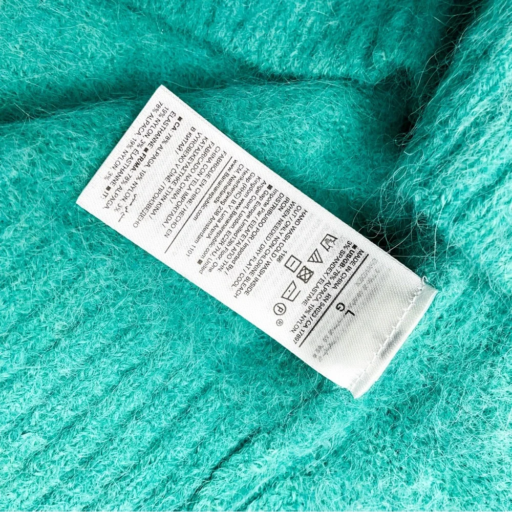 Banana Republic Alpaca Wool Sweater Teal Puff Sleeve Large - Picture 8 of 13